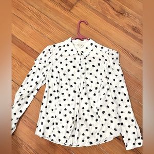 Rebbeca Taylor cream silk button up with black floral details